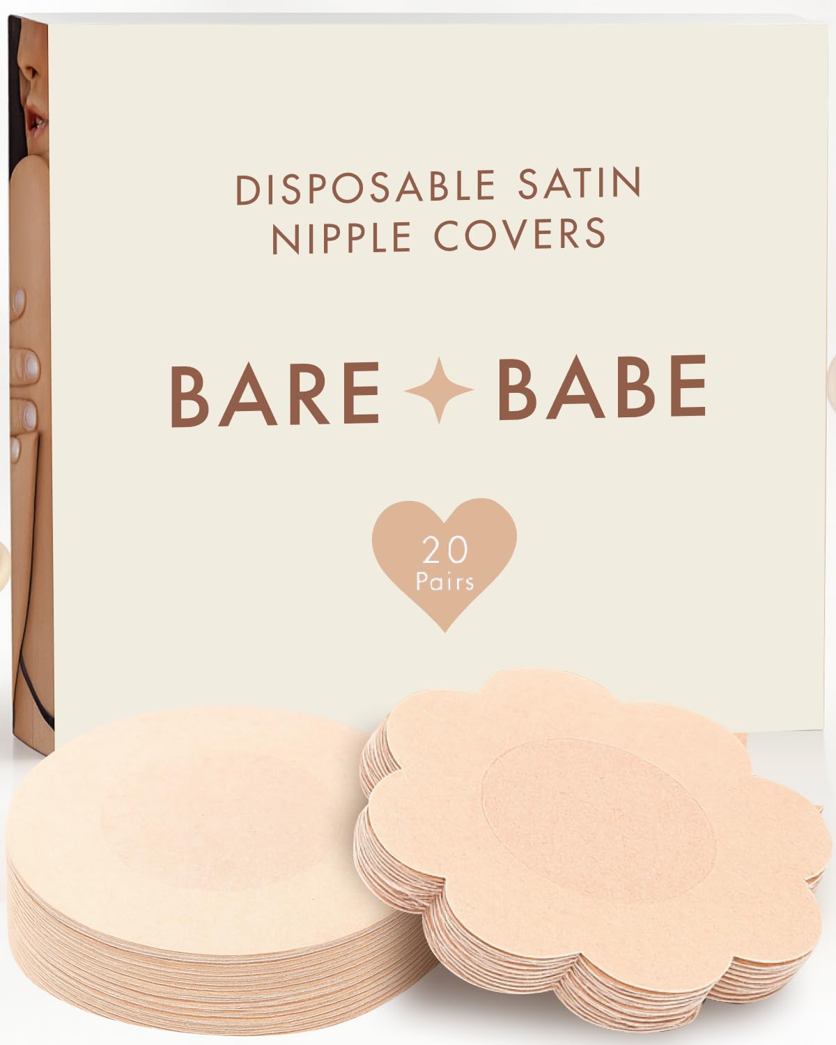 40 Pieces Satin Nipple Pasties - Hypoallergenic, Disposable, Adhesive Breast Pasties - Nude Nipple Covers No-Show