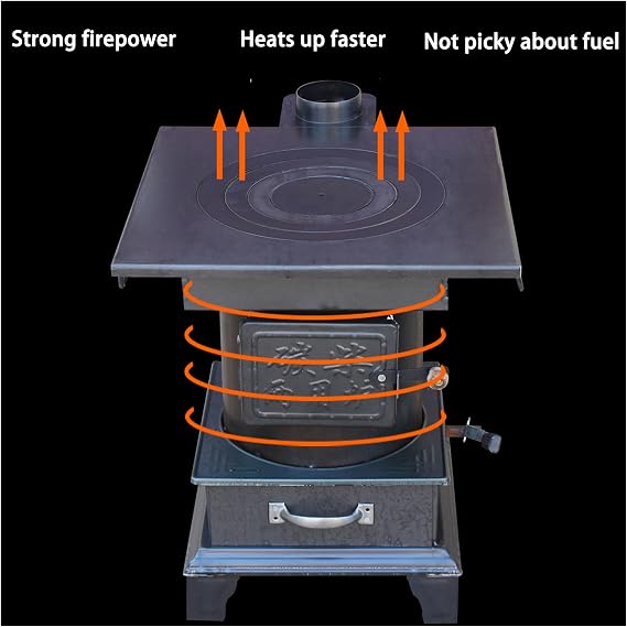Pellet Stoves for Home Heating, Multipurpose Camping Stove, Indoor Wood Burning Stove, Cast Iron Wood Stove, Energy-saving Heating Stove, Used in Tents/villas/shelters