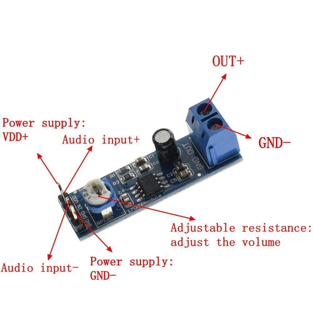 LM386 Audio Amplifier Module 200 Times 5V-12V 10K Resistance