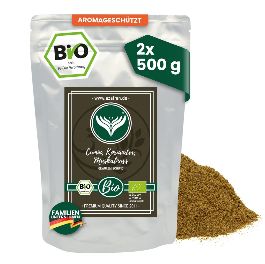 Azafran BIO CKM Gewürzmischung Cumin Koriander Muskat gemahlen 1kg | Ayurvedisch inspiriert für warme Küche