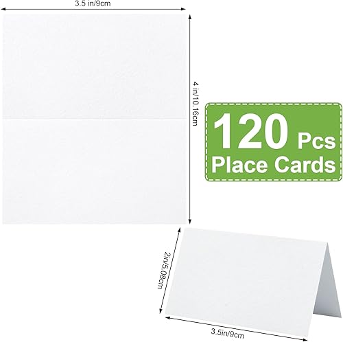 Miniatura 2 de 120 tarjetas de lugar, 2 x 3.5 pulgadas, en blanco, rellenable, para mesa de mesa, tarjeta de acompañante, tarjetas de lugar de boda para bodas,