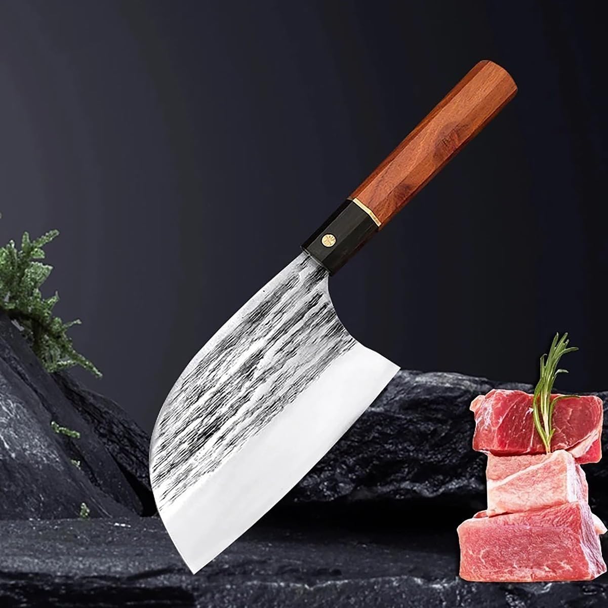 Meat Cleaver,Cleaver Knife Forged Kitchen Knife Cleaver Chopper Butcher Slaughter Meat Fish Cutter Chef Slicing Filleting Fruit Knife Cooking Tools