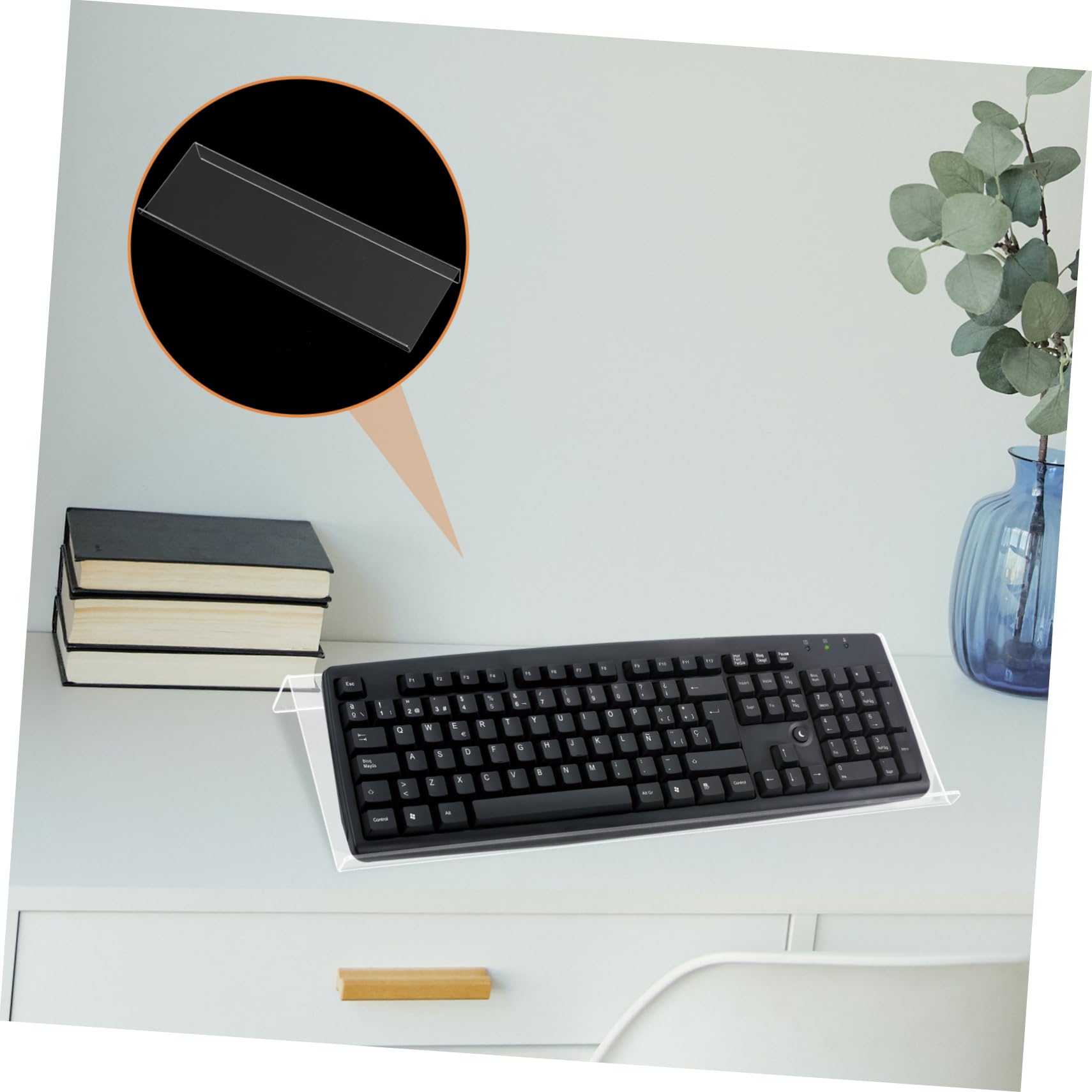 HOMSFOU Keyboard Stand Desktop Stand Small Stand Portable Tilted Keyboard Holder Riser for Desk Midi Adjustable Office Gaming Acrylic Transparent