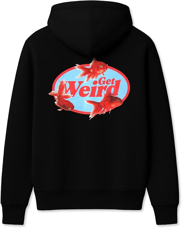 Get Weird Gold Fish Hoodie, Funky Streetwear Sweatshirt for Men, Women, Unisex, Cotton Blend Fit Black, Large image 2