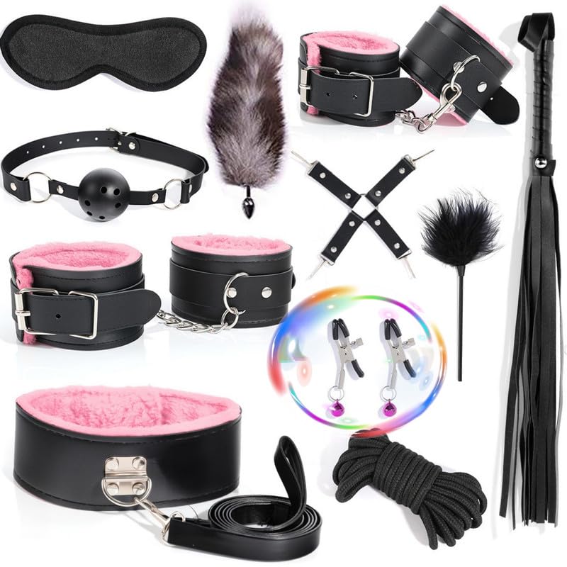 Set de regalo de yoga rosa de 11 piezas con accesorios deportivos de cuero y cola
