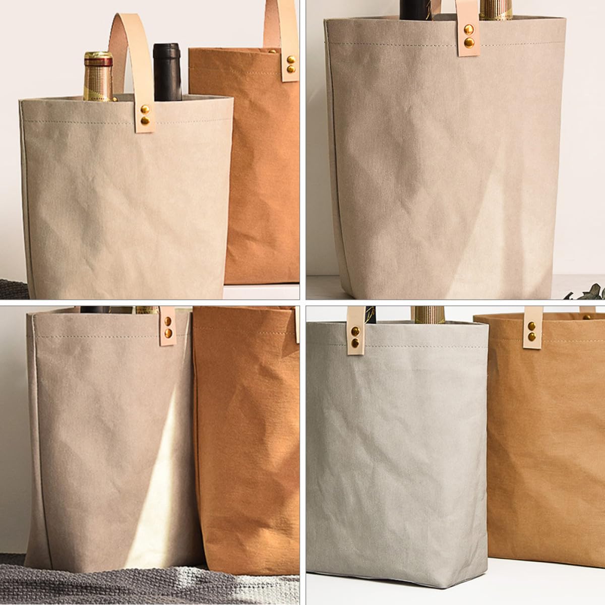 Cabilock 2piezas Bolsa Kraft Reutilizable Para Botellas De Para y Celebraciones