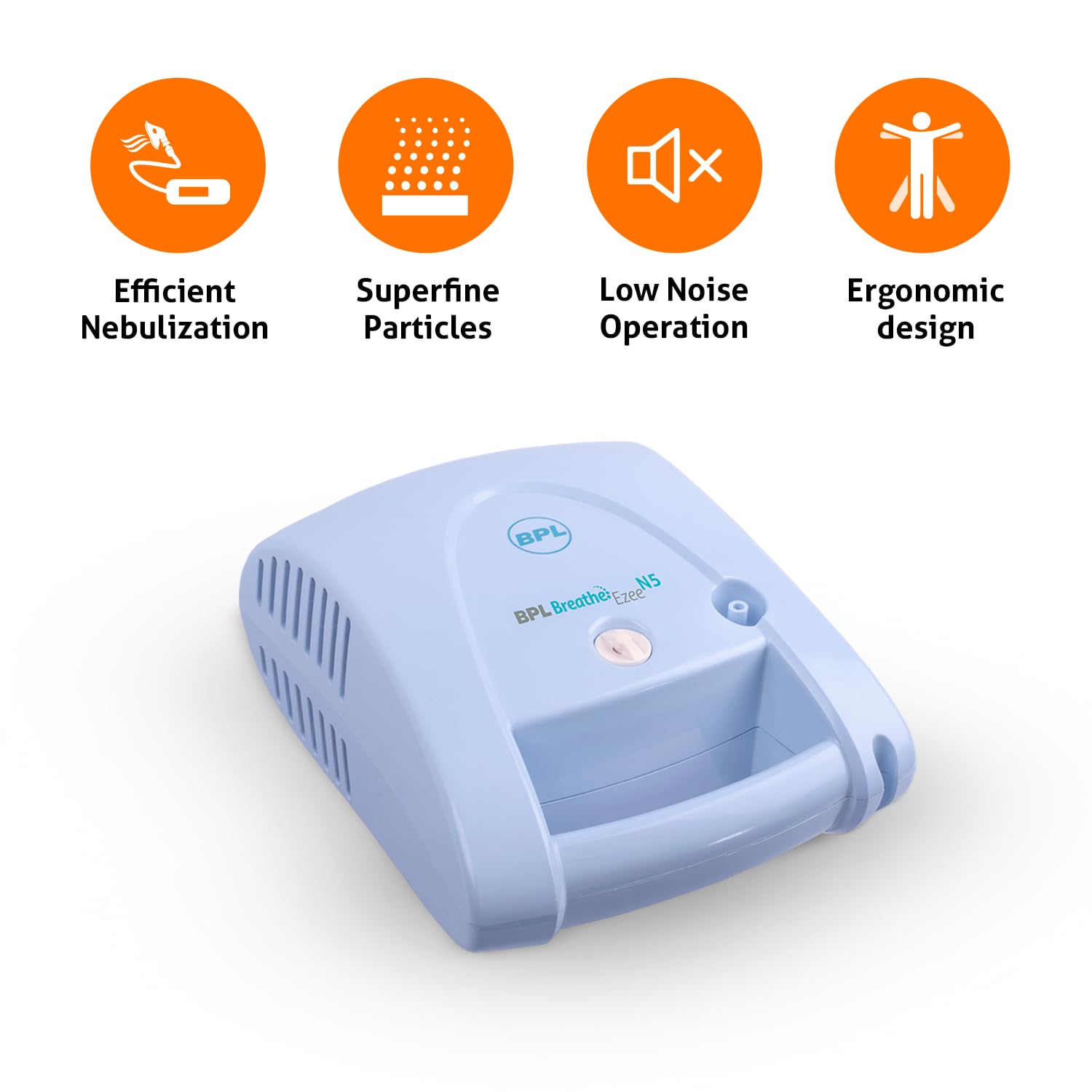 BPL Medical Technologies Breathe Ezee Nebulizer Machine Kit For Child And Adult, Portable Nebulizer - White (N5) 1