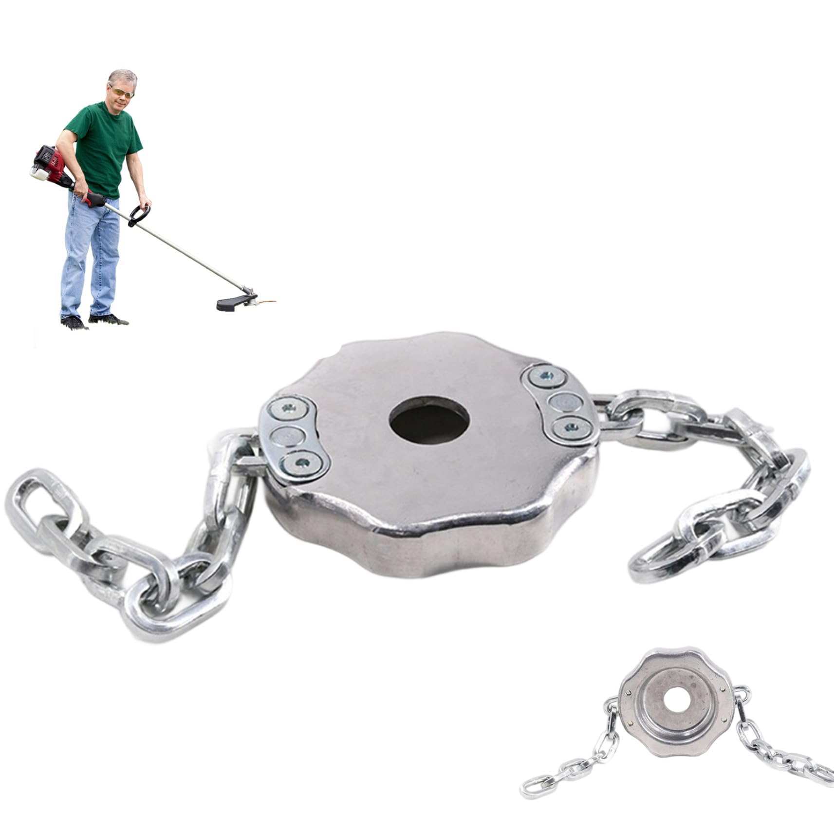 Testa di Sostituzione del Trimmer di Corde, Testa a Catena in Alluminio Accessori per falciatrici da Prato per Esterni per Tosaerba per la casa e l'uso del Giardino