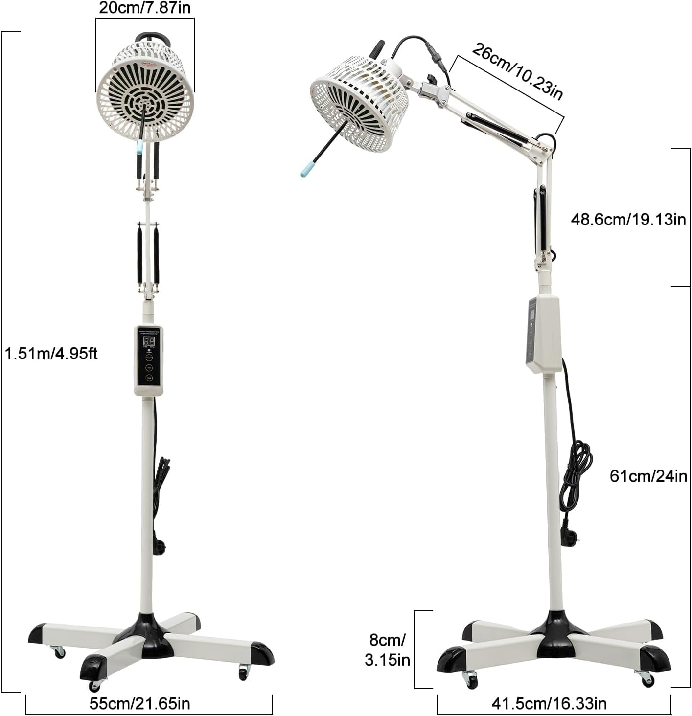 OUKANING lampa do akupunktury, lampa grzewcza, TDP z timerem 30/60/90 min, 300 W, ciepło mineralne, moxa, promiennik podczerwieni, oświetlenie pleców i szyi