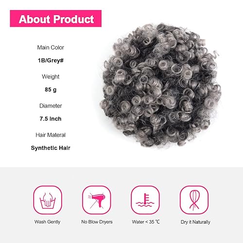 Miniatura 2 de Yinmei Baibian Extensión de cabello afro con cordón para coleta de caballo con cordón para mujeres negras, moño rizado, ondulado, corto, mini afro