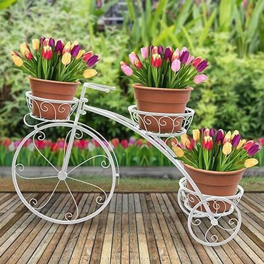 ZenZest Indoor/Outdoor Plantar Stand Metal Plant Strong 3 Potted Plant Stands-Iron Vertical Planter for Patio, Garden, Lawn, and Balcony (White) (B0D5BQMQSW) Amazon Price History, Amazon Price Tracker