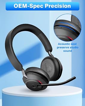 Replacement Earpads for Jabra Evolve2 65 (65MS 65UC USB)/Evolve2 40 (40UC 40MS USB)/Elite 45h On-Ear Wireless Headset, Headphone Replacement Ear Pads Cushions with Soft Protein Leather, Black