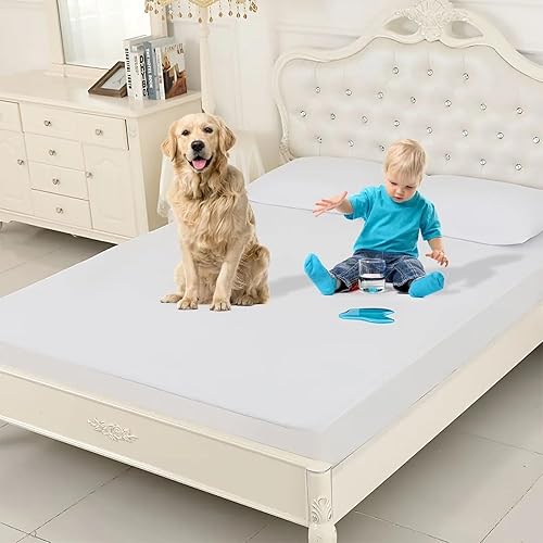 Miniatura 5 de Protector de colchón tamaño King impermeable hipoalergénico de algodón comodidad y protección blanco King