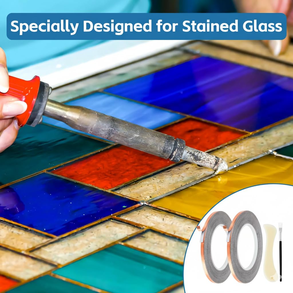 Copper Foil Tape for Stained Glass, Adhesive Pure Copper Foil Tape