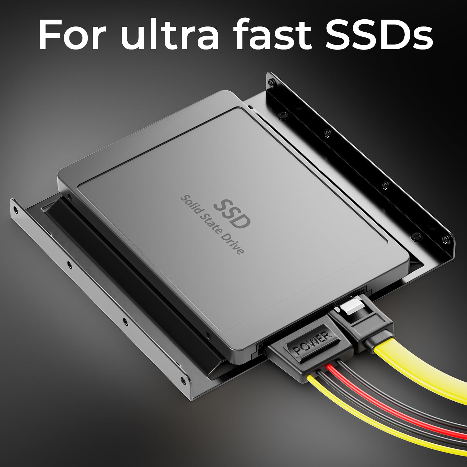 deleyCON Rama Montażowa dla Dysków Twardych 2,5" Adapter Dysków SSD do 3,5" Zdejmowana Rama Uchwyt Montażowy Szyny w Tym Śruby Adapter Zasilania Kabel SATA i Śrubokręt - Czarny