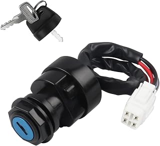 FLYPIG 4 Pin Ignition Key Switch with 2 Keys for Yamaha Wolverine Grizzly Kodiak YFZ450 YFM400 YFM450 YFZ YFM 400 450 2WD 4WD 4x4 Replaces 5ND-82510-01-00 5TG-82510-01-00