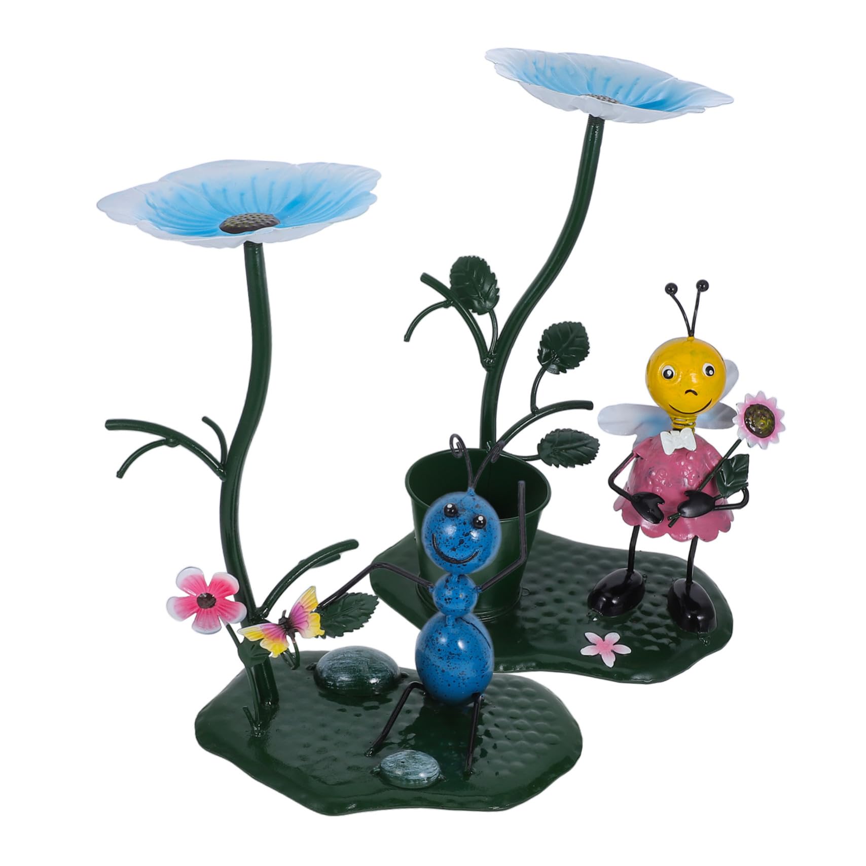 UPKOCH 2 Pezzi Mangiatoia in Metallo per Esterno Decorazione Giardino Casa all Aperto Alimentazione Selvaggia Prato Cortile Scultura Piatto per Volatili