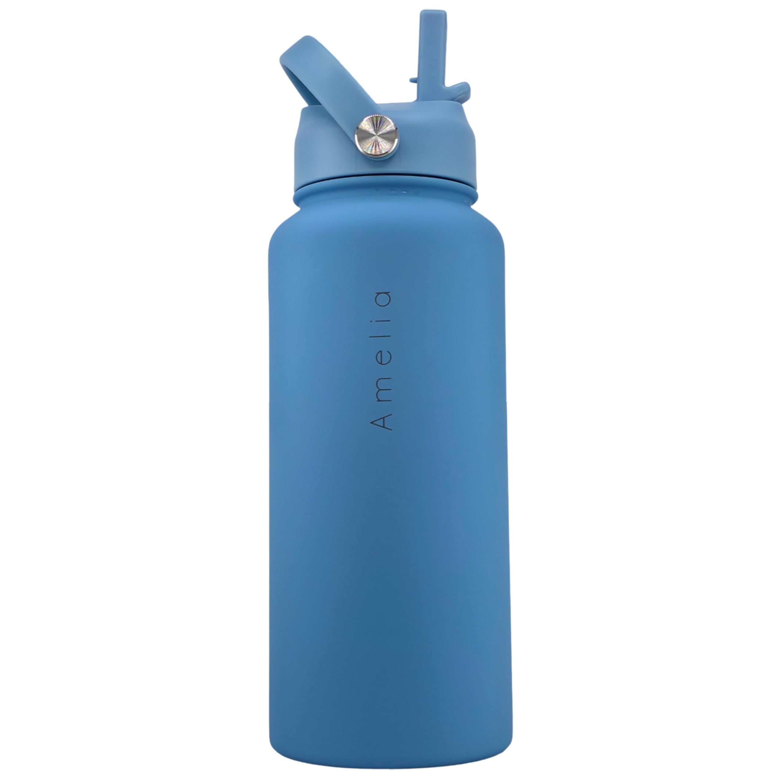 Personalised Water Bottle 1 Litre | Double Walled Vacuum Sealed | BPA Free | 12 Hours Hot/24 Hours Cold | Reusable Leakproof | Office, Gym, Hiking, Kitchen (Ocean Blue)