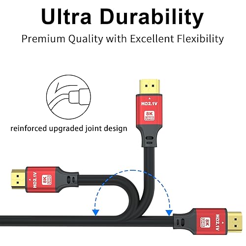 Miniatura 6 de Cable HDMI de 6 pies, paquete de 3, 48 Gbps 8K a 60 Hz 4K a 120 Hz, HDCP 2.2 y 2.3, DTSX, HDR 10 compatible con Roku TVeARC3DPS5HDTVportátilBlu-ray