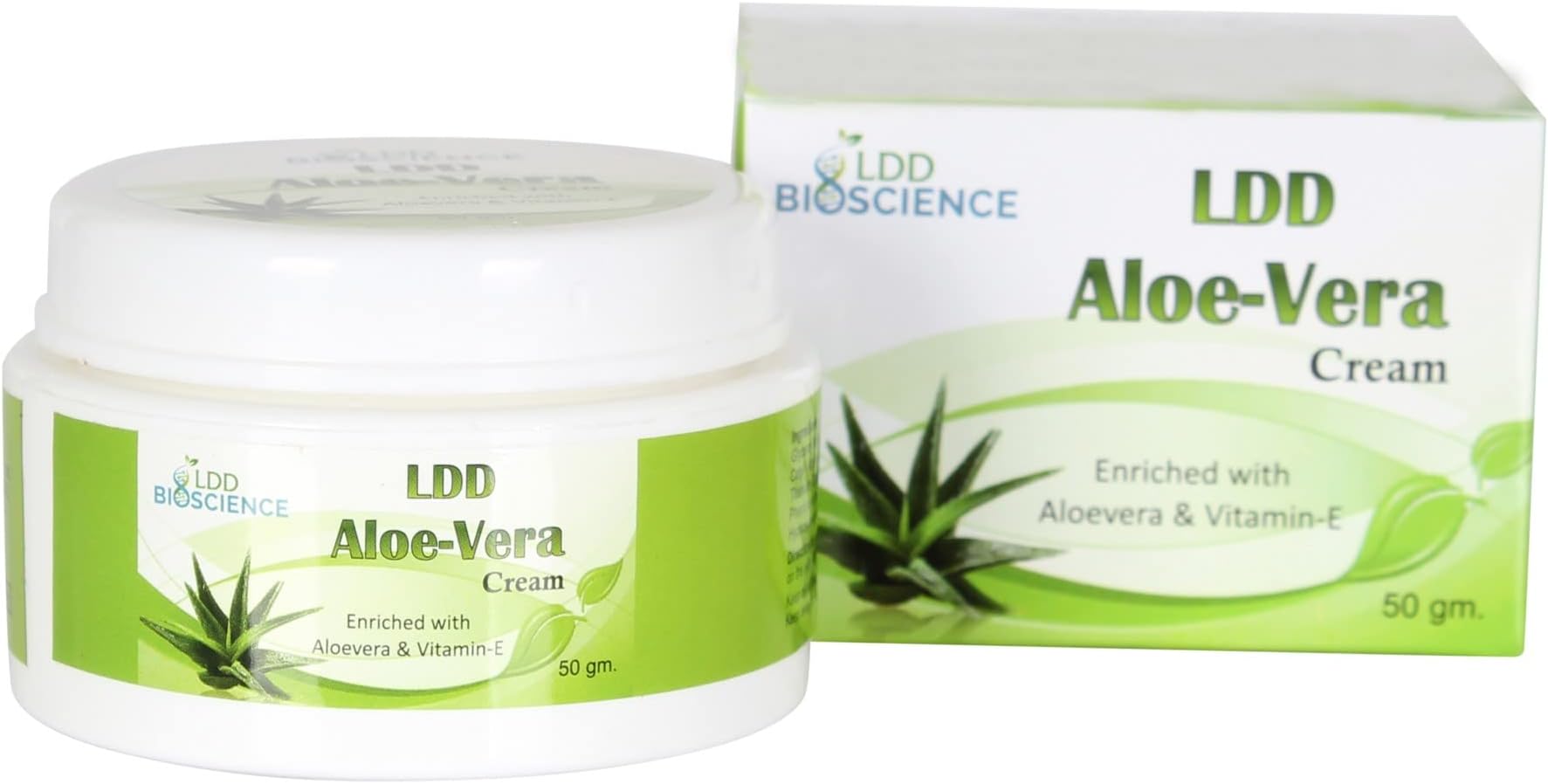 LDD BIOSCIENCE Aloe Vera Face Cream | Enriched with Natural & Organic Aloe Vera And Vitamin E | Paraben & Sulphate Free Vegan Aloe Vera Cream | For All Skin Types | 50 Gram Pack of 1