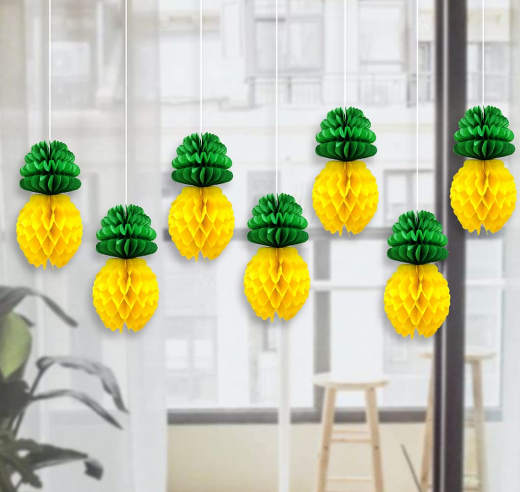 5 Centrotavola A Nido D'Ape Ad Ananas – Decorazioni In Carta Per Feste Hawaiane E Luau