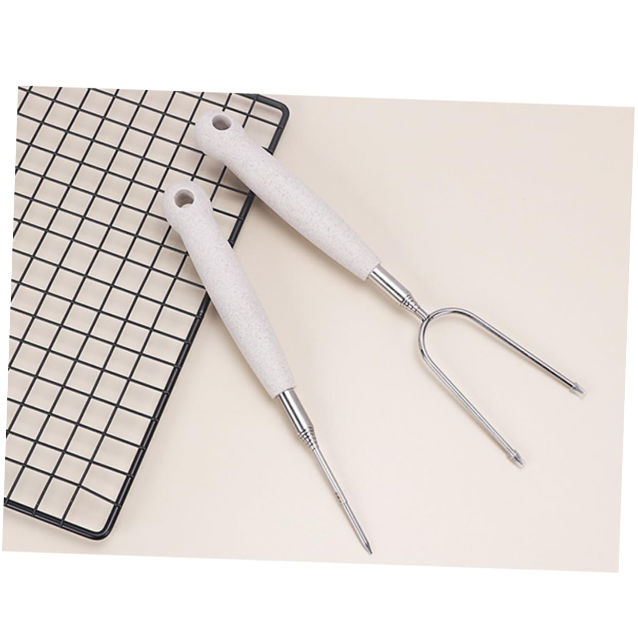 Yardwe 3 Set Forchette Da Barbecue Inossidabile Per Grigliatper Carne Verdure E Mores Accessori Portatili Per Bbq 2 Pezzi*3