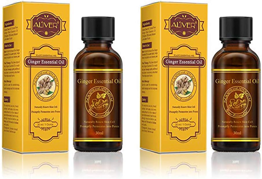 Aliver Lymphatic Drainage Gingerl Oil 100% Pure Natural Ginger Boy Massage Oils Plant Massage Oil (2 Pack) (2 Pack)