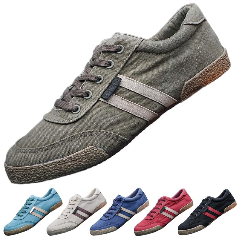 Men's Canvas Shoes All-Match Casual Breathable Fashion Sneakers Comfort Low-top Flat Walking Shoes Simple Soft Vintage Lace-up Casual Shoes2