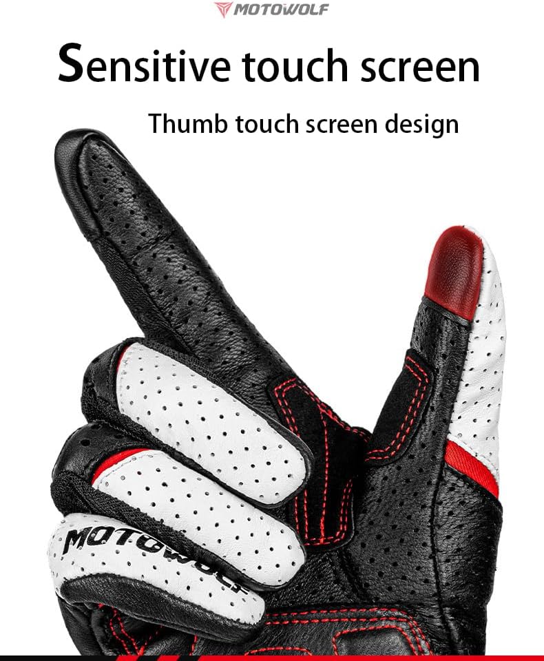Men Women Climbing Motorcycle Racing Carbon Fiber Touch Screen Gloves Leather Glove Summer Winter Breathable Motorbike Moto Motocross Cycling offroad Items Protective Durable Offroad Protective Gear - Image 5