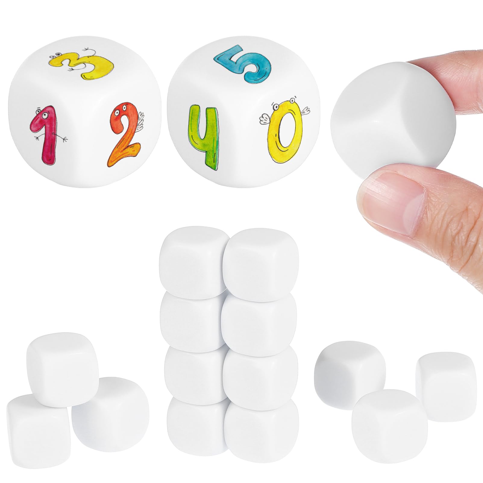 ibasenice 20pezzi Dadi Acrilici Lati Per Giochi Da Tavolo e Insegnamento Dadi Vuoti Per Progetti Creativi e Attività Didattiche