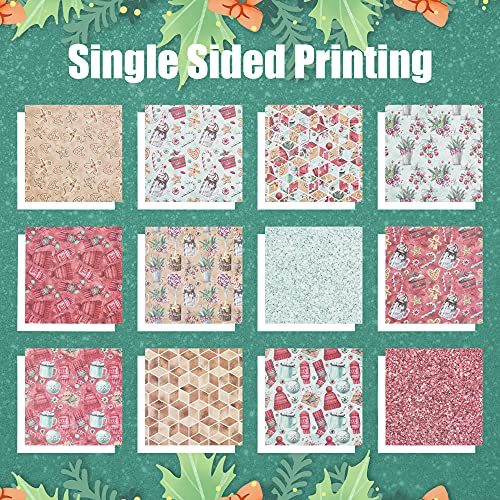 Vondyu Scrapbook Paper 12X12,Single-Sided Prints Scrapbook Paper Pad For Christmas,24 Sheets Holiday Cardmaking Cardstock Photo Album Decorative Backgrounds Diy Origami Scrapbooking Supplies Kit #TOP3