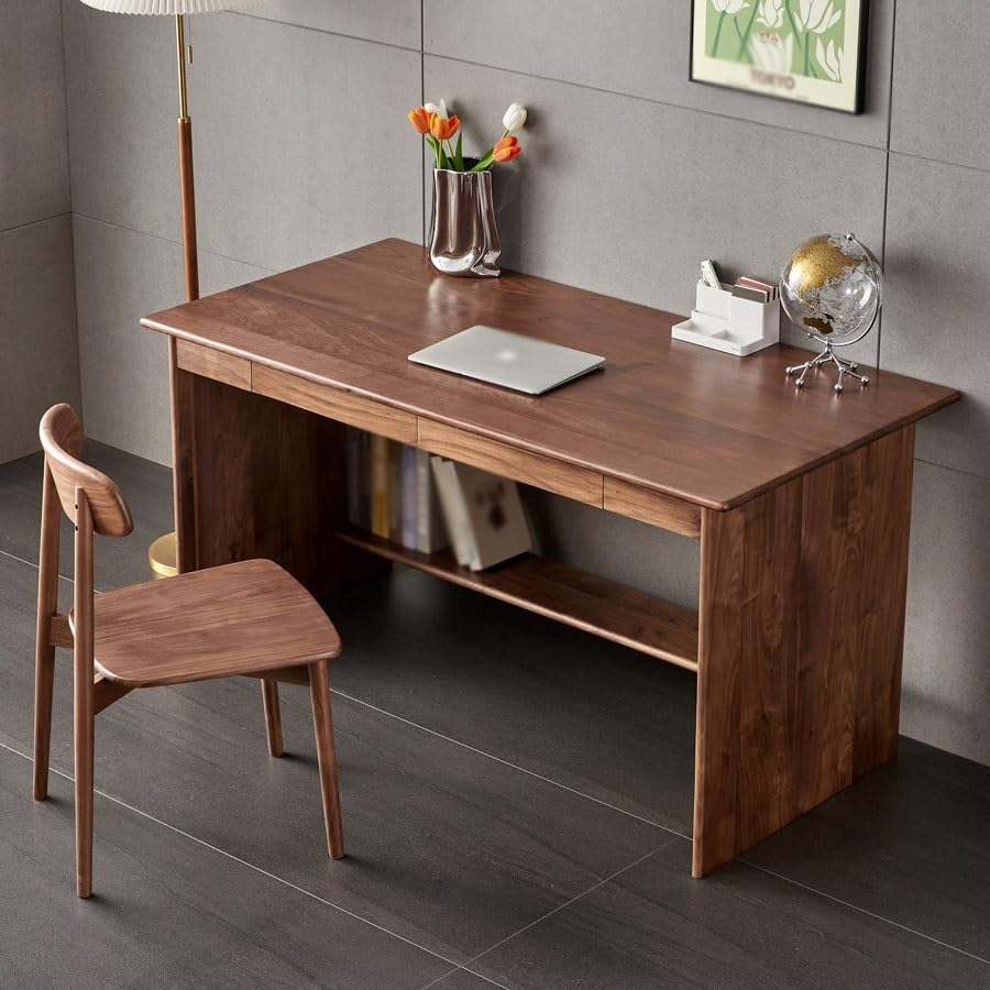 Schreibtisch Schreibtisch for Zuhause, Arbeitszimmer, Schlafzimmer, einfacher Massivholz-Schreibtisch, Computertisch, Wohnzimmer, Kleiner Verhandlungstisch Büro Desk(160 * 75 * 76cm)