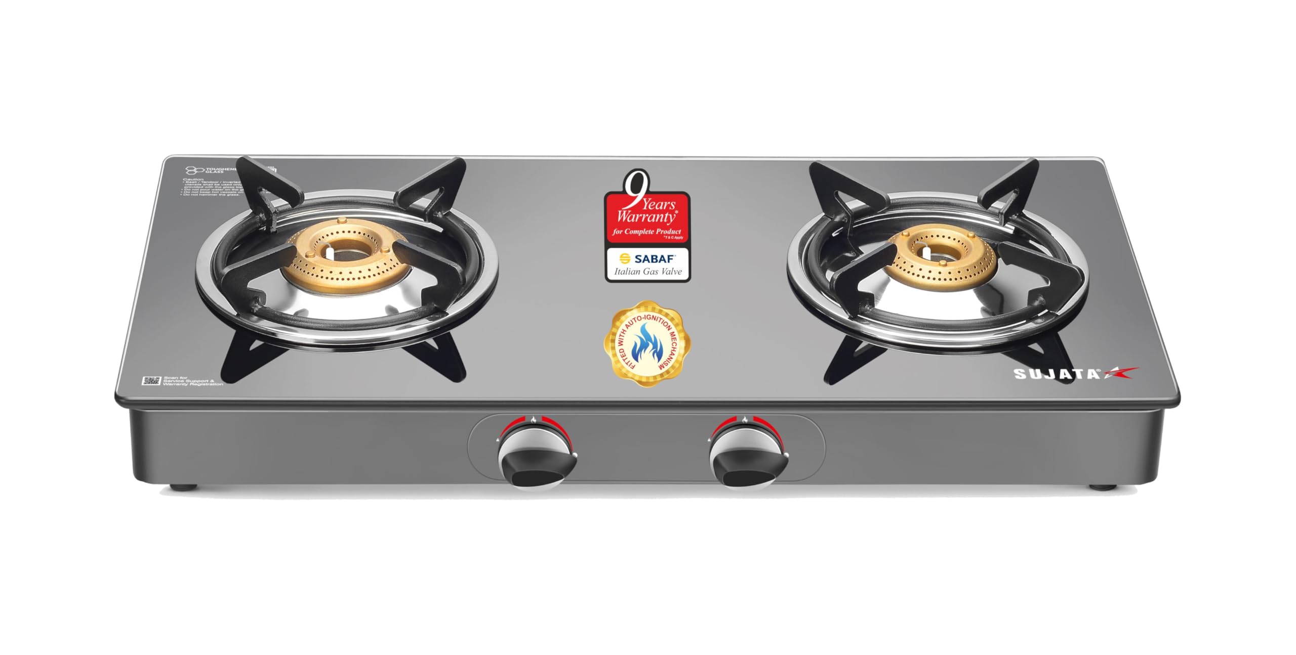 Sujata Gas Stove - 3 Burner Glass Top - 9 Year Warranty -11