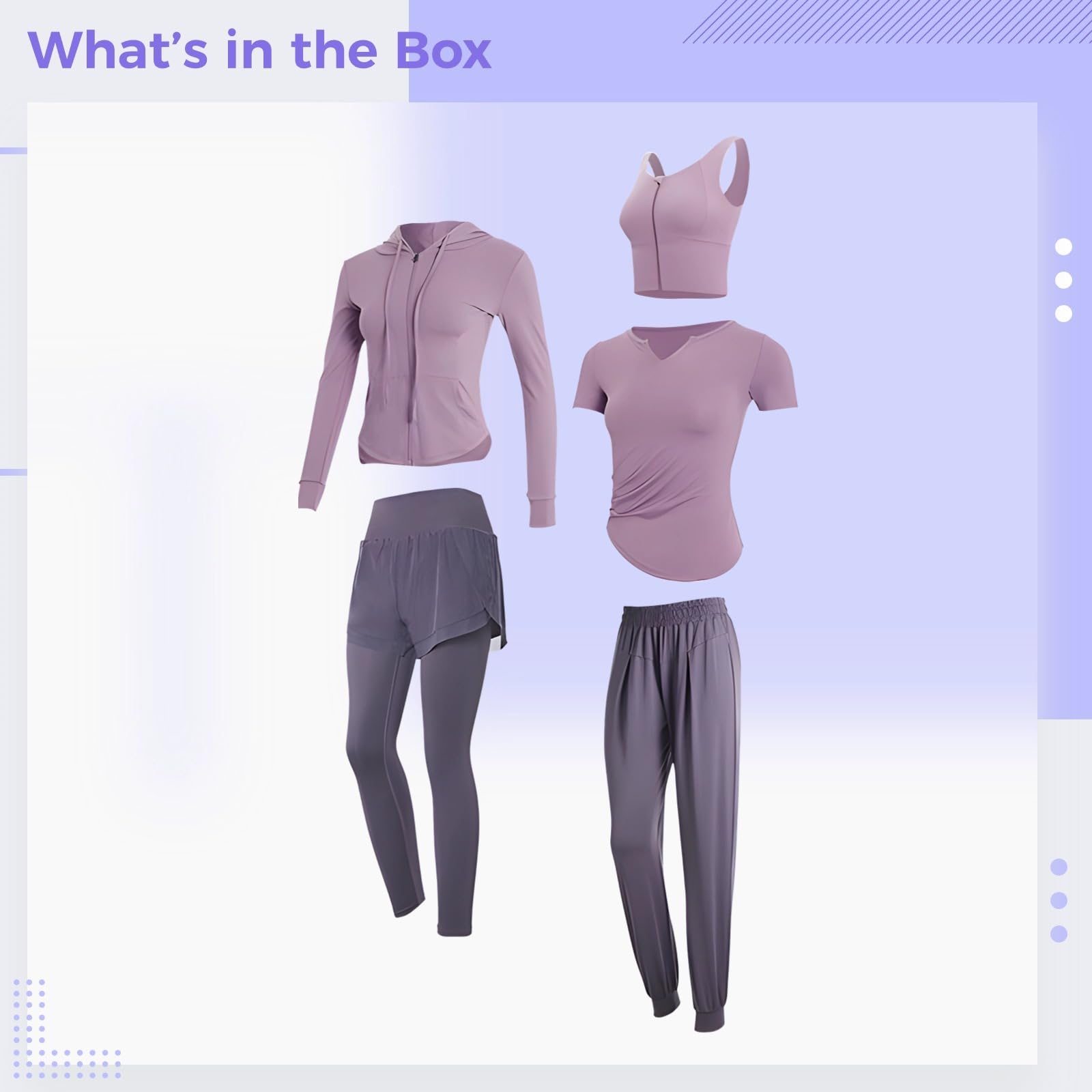 Conjunto de ropa deportiva para mujer, conjunto de 5 piezas, ropa de yoga, conjuntos de entrenamiento de manga larga para mujer, diseño negro, tela transpirable cómoda, XXL para 135-150 libras de