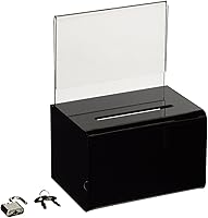 Vista 1 de SourceOne caja de donaciones con sostén para firma y cierre, 5 pulgadas de ancho, Negro