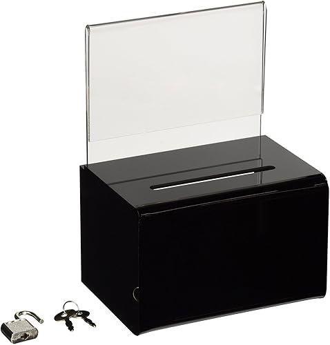 SourceOne caja de donaciones con sostén para firma y cierre, 5 pulgadas de ancho, Negro