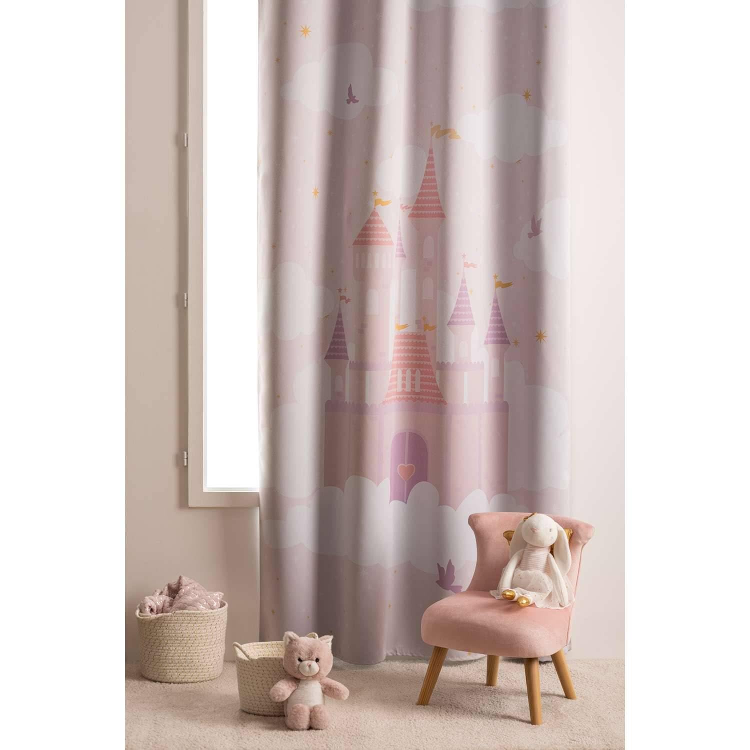 Atmosphera Kids Rideau occultant Enfant Château 135 x 260 cm Rose