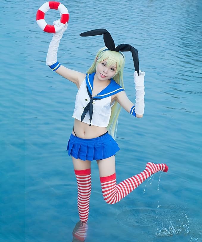 Amazon.co.jp: ウィッグ付き 艦隊これくしょん 島風 コスプレ 