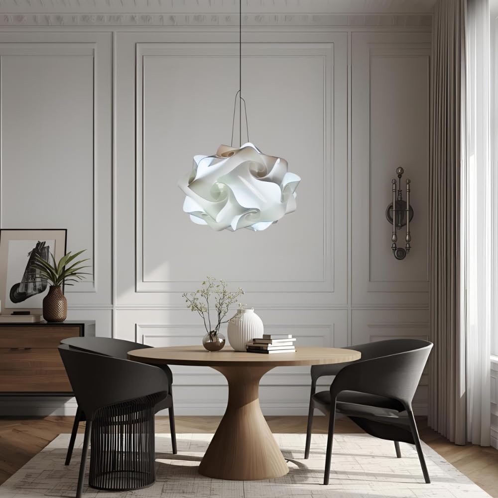 Lampadesign ® Bellissimo Set illuminazione moderna Camera da letto Lampadario design moderno Ufo 50 cm + 2 Lampade sfera comodino comodini Abat jour di design bianco Lampadina Luce fredda led puzzle