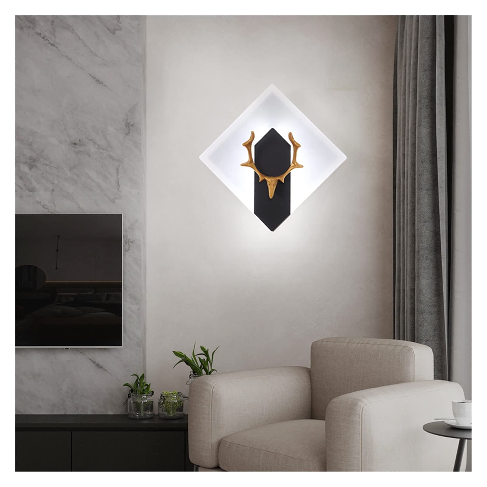 VDOQTLJT Wall lamp Modern LED Lamp Foyer Corridor Bedroom Beside Iron+Acrylic Lamps Sconce Room Decoration Light Chandelier Ceiling(Squareblack,Coolwhite)