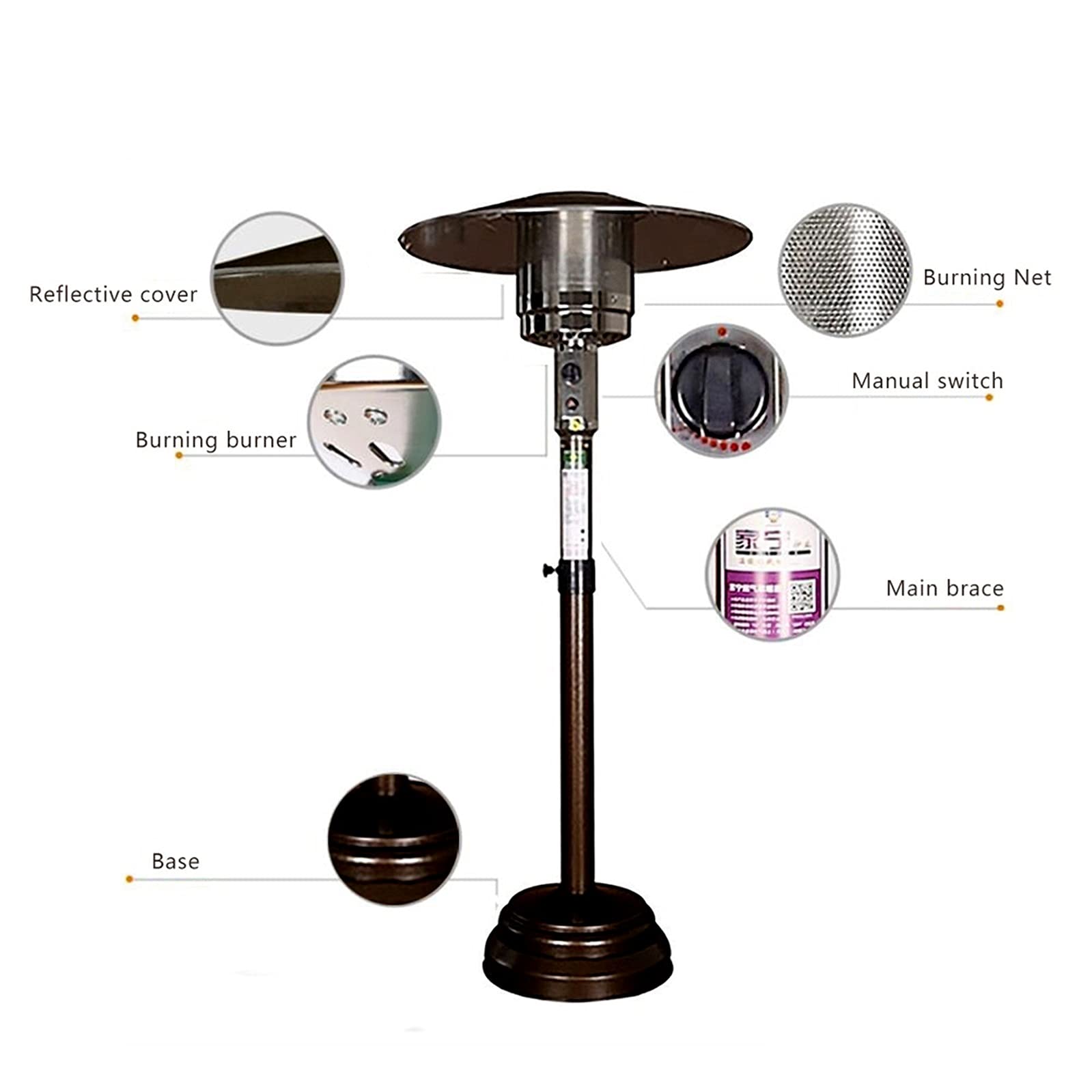 VQQ Patio Heater,Outdoor Heater For Natural Gas Adjustable Height, Between  140-200cm(55-78in),Includes 12 Ft-Long Natural Gas Hose,Passed cETL  Certification,This Allows You To Have A Party With Friend : Amazon.ca: Patio,  Lawn u0026 Garden