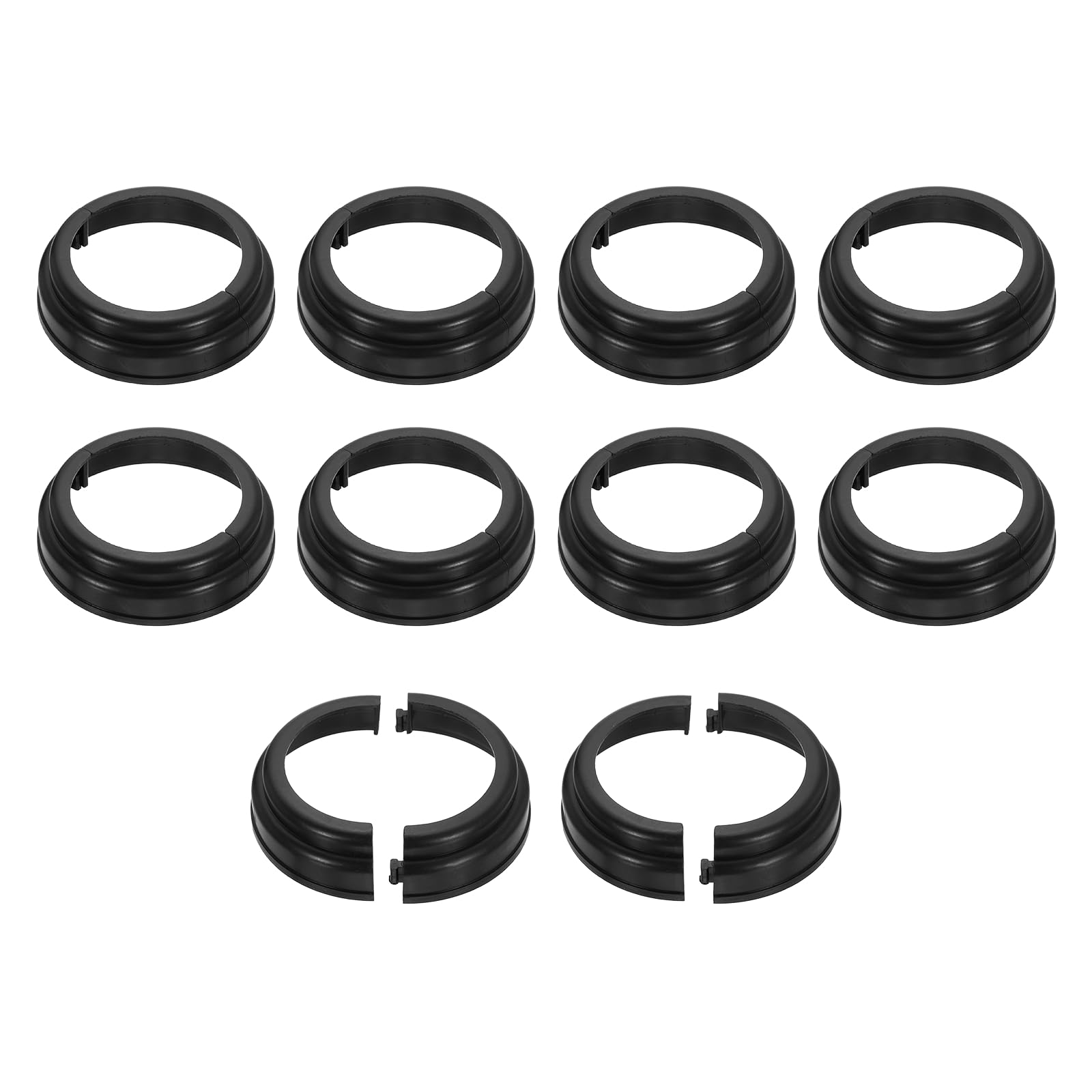 sourcing map 10Pcs Post Skirt, 4.33" Plastic Split Style Post Base Cover Trim Skirt, Round Deck Pipe Cover Decoration Brackets Fit 3" OD Pipe for Fence Stair Handrail Railing Porch, Black