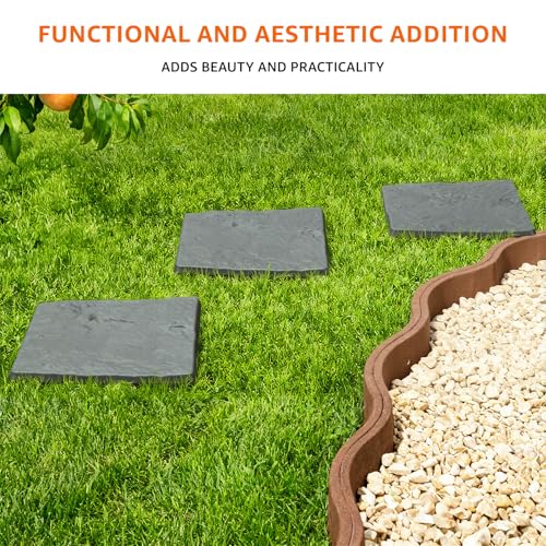 Image of Amazon Basics Concrete Effect Stepping Stones for Garden Pathway & Outdoor Walkway - Realistic Stone Look, Non-Slip Surface