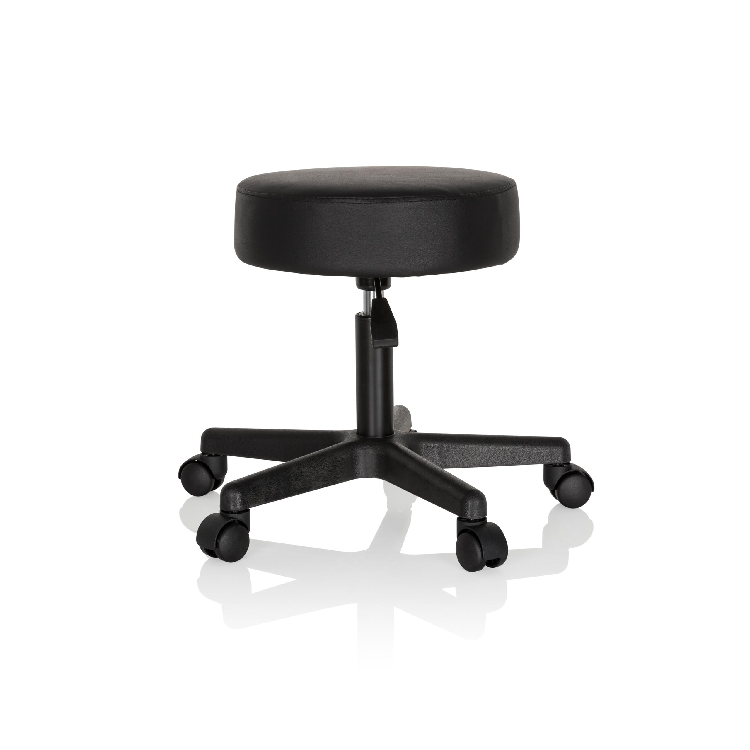 HJH Office 670926 Sgabello girevole OPERATOR I Finta pelle Nero Sgabello regolabile in altezza con rotelle