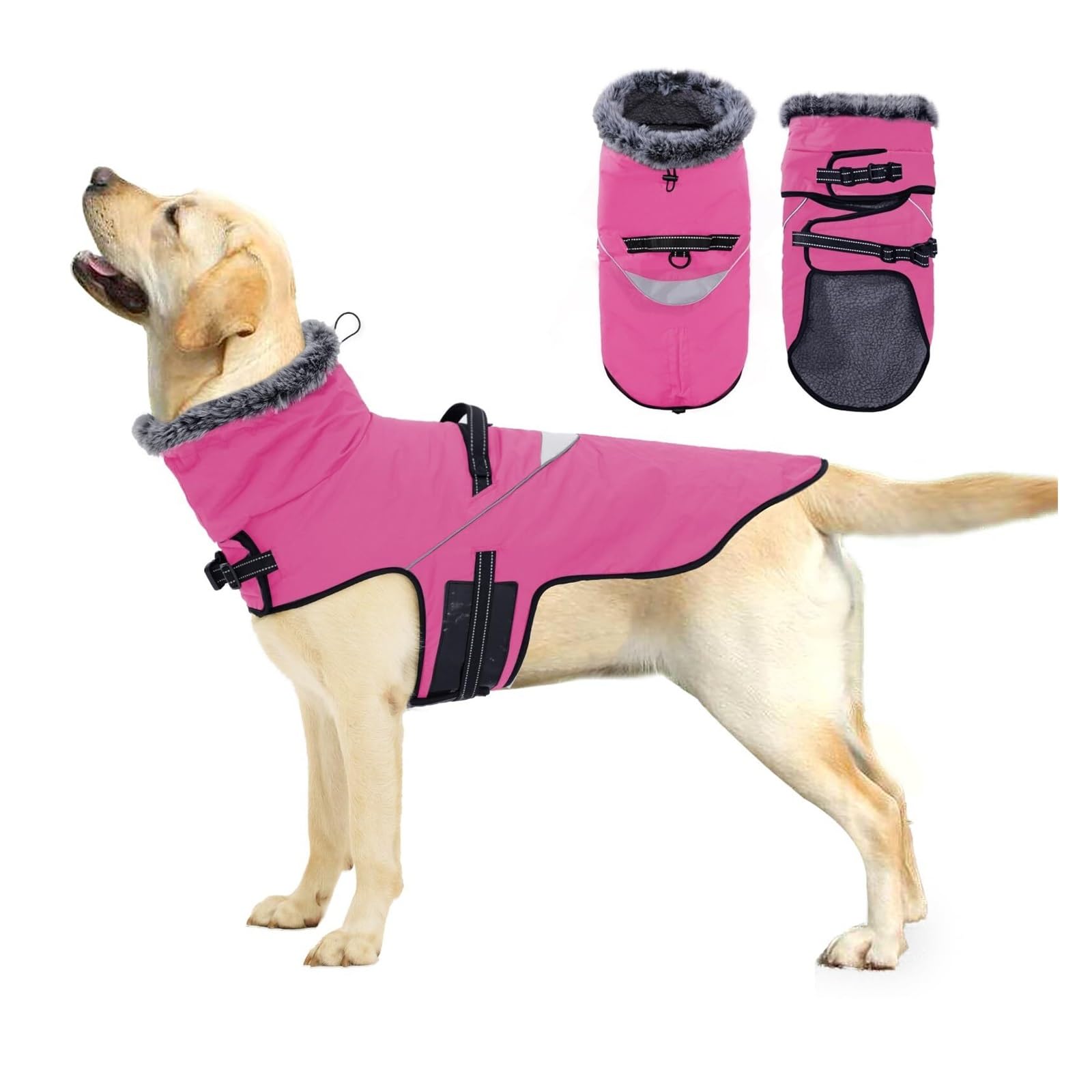 Manteau imperméable pour chien XXL rose contre le froid et la pluie fine