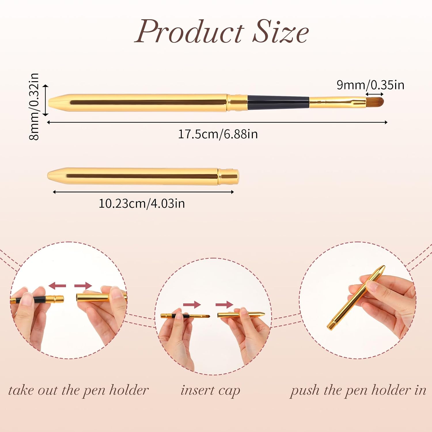 Portable Travel Lip Brush, 2 Pack Lipstick Applicator Wands with Cap Reusable Lightweight Lipstick Mask Applicator Professional Lip Gloss Makeup Brush Women Girls, Christmas Gifts (Gold)