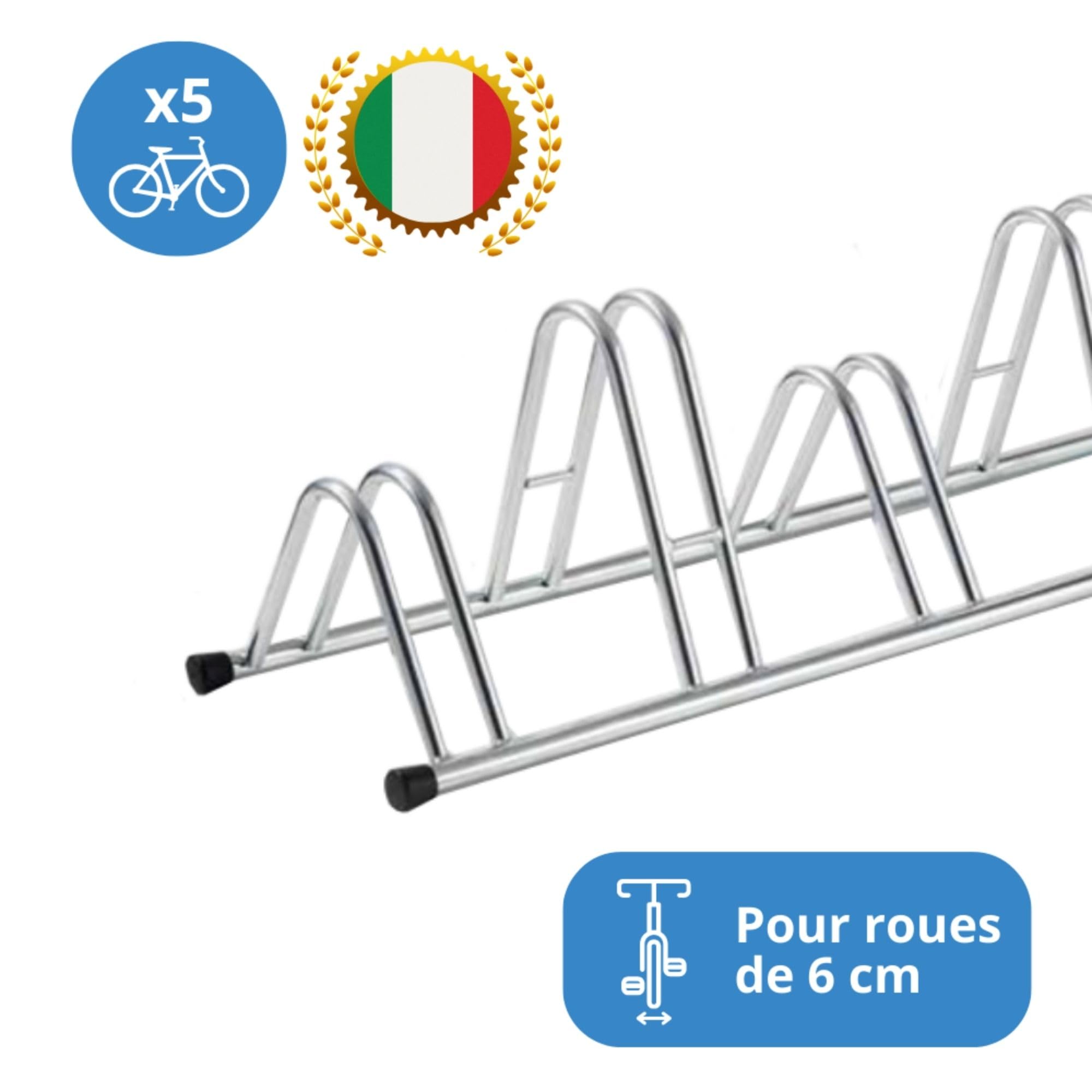 Andrys Rastrelliera Biciclette - Porta Bici da Terra per Interni ed Esterni - Posteggio Alto e Basso per Ruote da 6cm - Acciaio Zincato a Freddo (Argento)