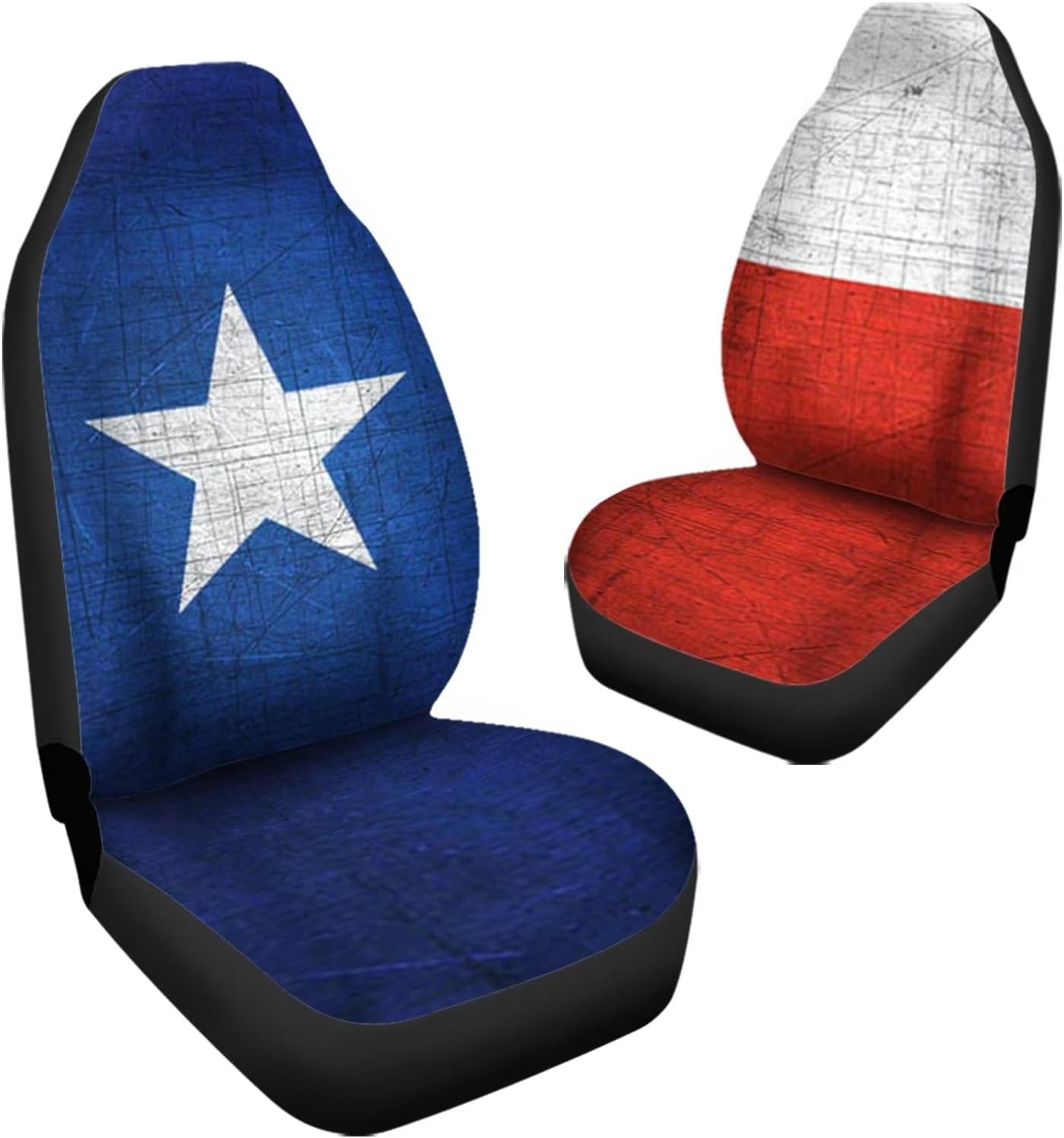 Howilath Texas State Flag Pattern Front Car Seat Cover Easy to Install Universal for Auto Truck Van SUV 2 Pcs