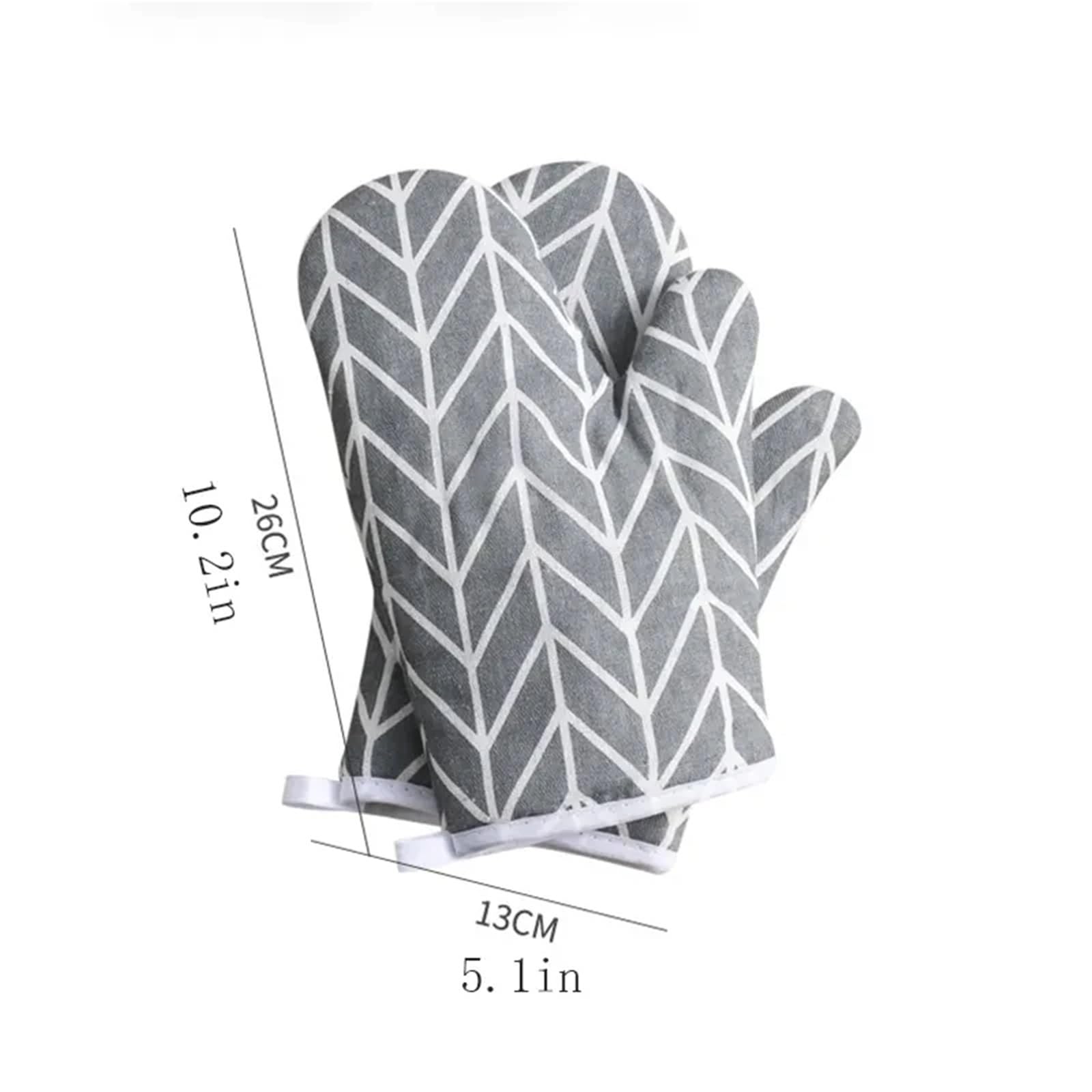 1 para izolowanych, odpornych na ciepło rękawic kuchennych i piekarnikowych do mikrofalówki, grillowania, gotowania pieczenia(Black and White)
