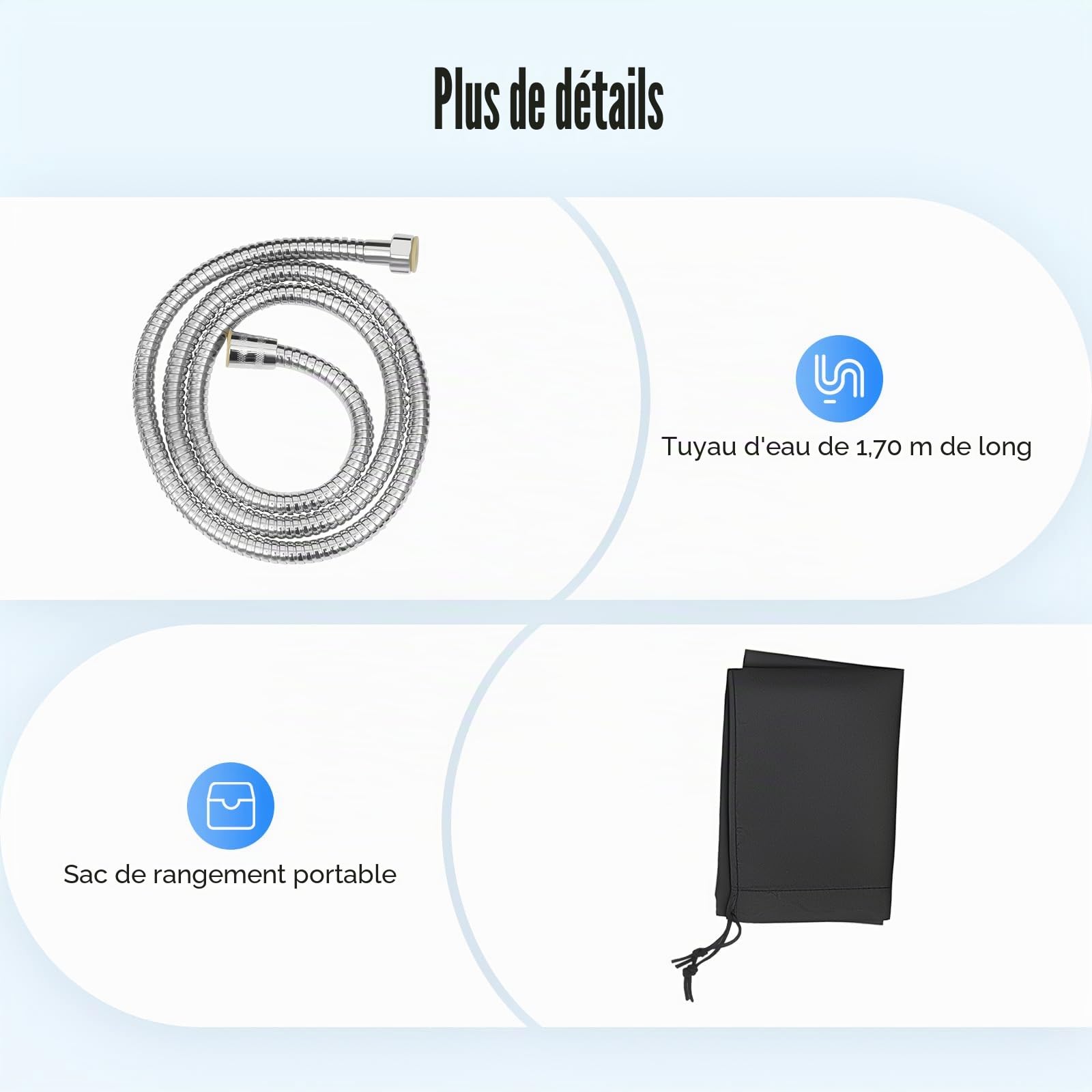 Douche d'extérieur de voiture avec réservoir de douche solaire de 30 l et pompe à pression (1,6 bar) – Douche d'eau chaude mobile pour camping, surf, plage – Montage facile sur le toit pour